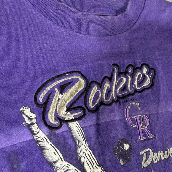Vintage Colorado Rockies T-Shirt Mens XL Purple 90s MLB Baseball USA - Picture 3 of 10